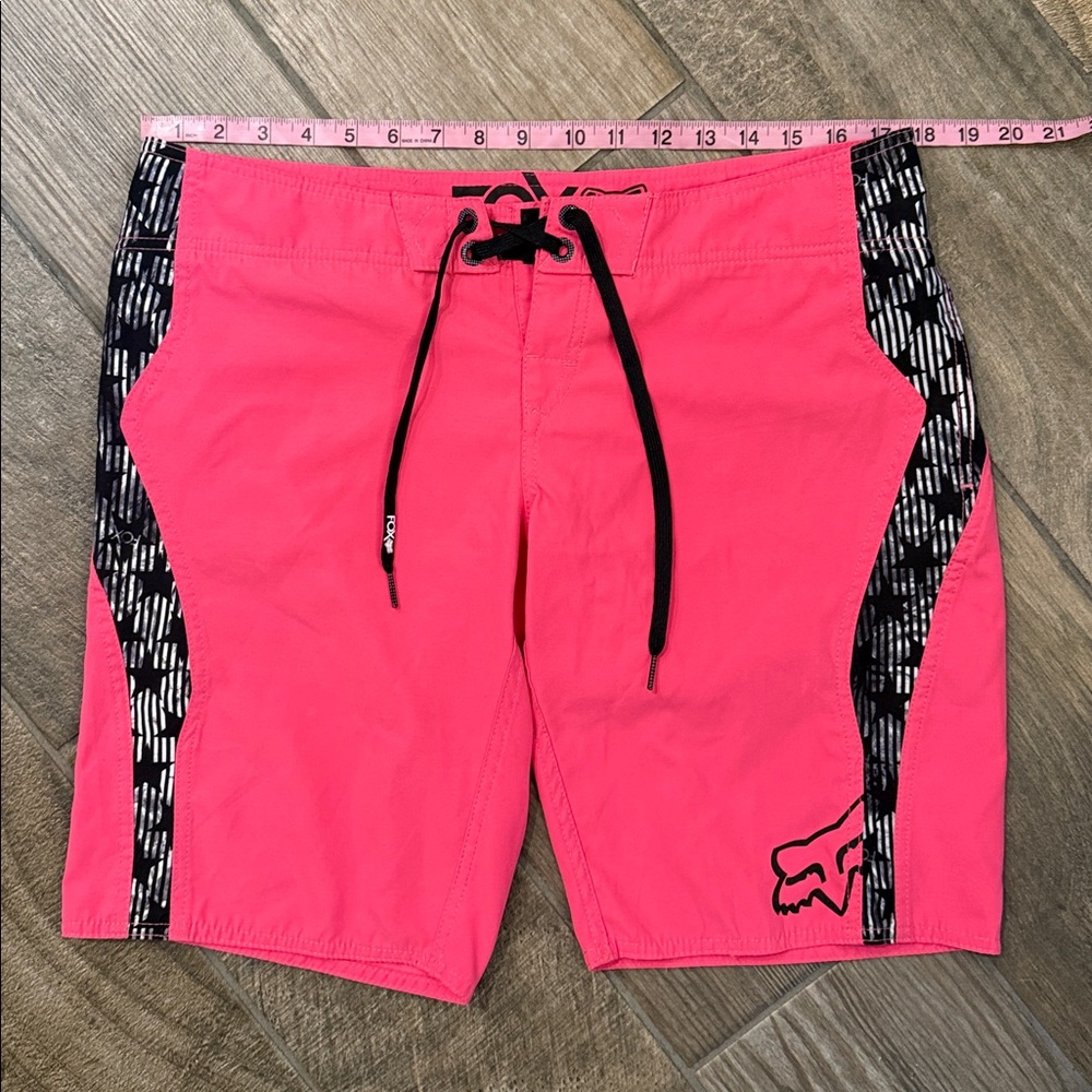Fox Secret Ride Boardie Swim Trunks Board Shorts Pink Black Size 7 Y2K Surf - Picture 5 of 13